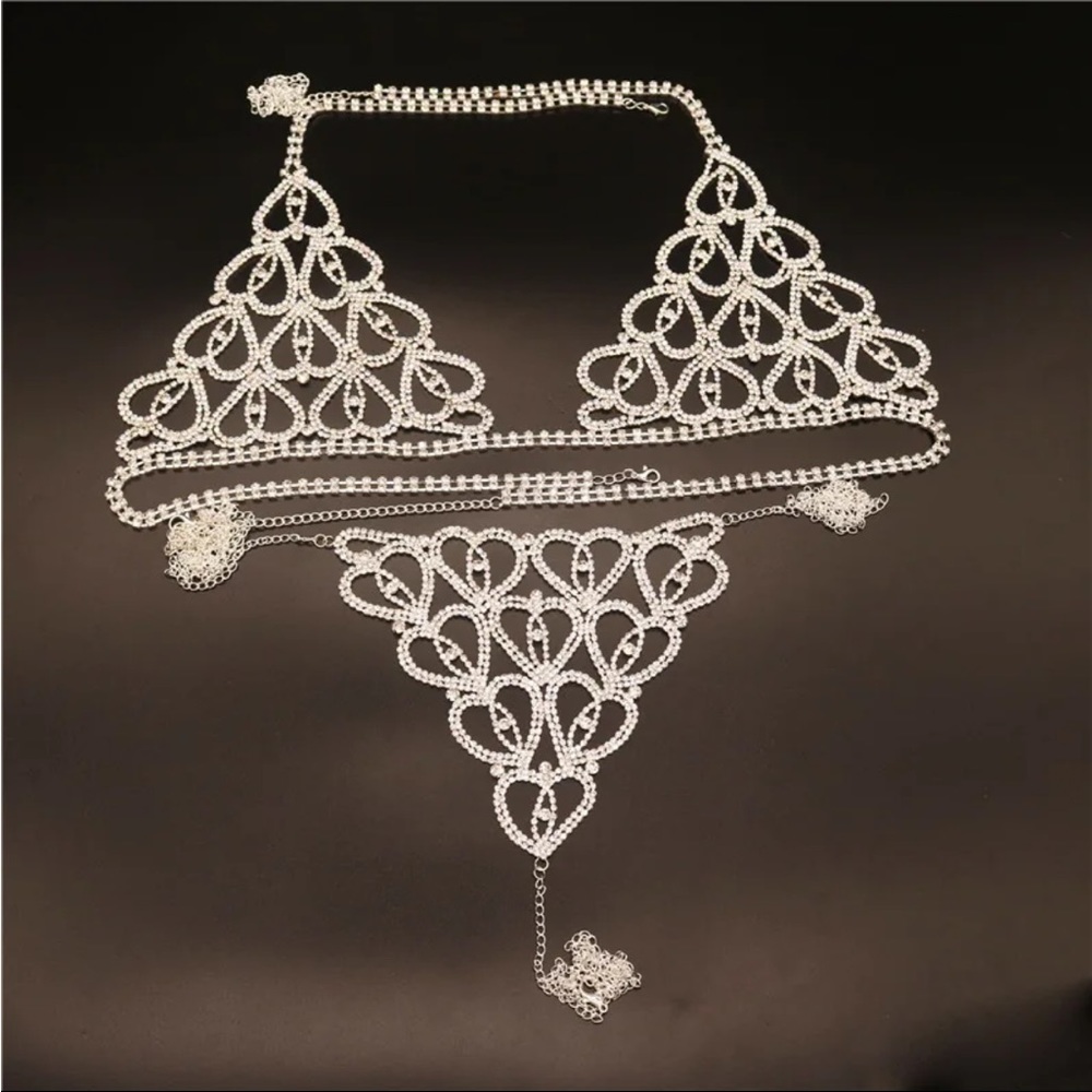 (Last 1) Boho Rhinestone body bra and thong body jewelry - Picture 3 of 10